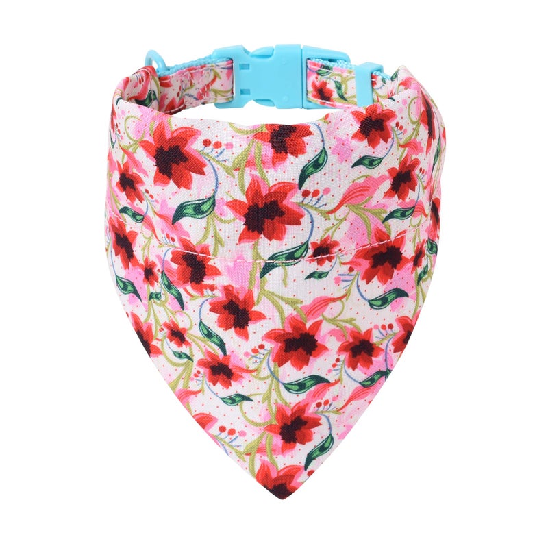 Mile High Life | Girl Dog Collars | Cute Bandana Collar | Soft Poly Cotton Fabric Collars for Small Dogs | Flower & Fruit Pattern(Lily, Collar & Bandana-S) - Image 1